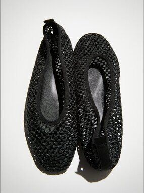 H&M Black Braided Mesh Ballet Flats | Black | Size 8